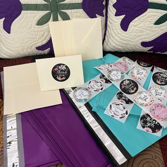 Hand Crafted Other - 40 Poly mailers / 30 thank you stickers/10 empty cards w/ envelope/